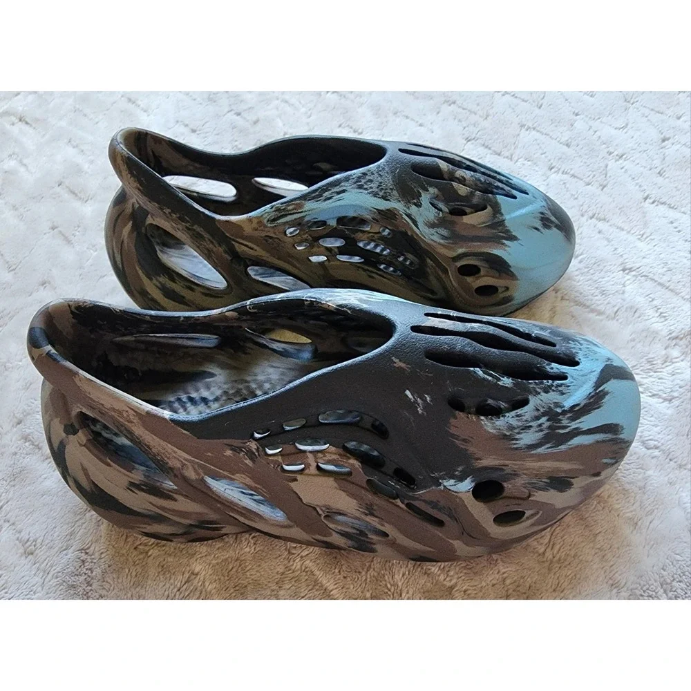 Adidas Yeezy Foam RNR MX Cinder Camo Brown Black Blue Slip On Shoes Mens 6